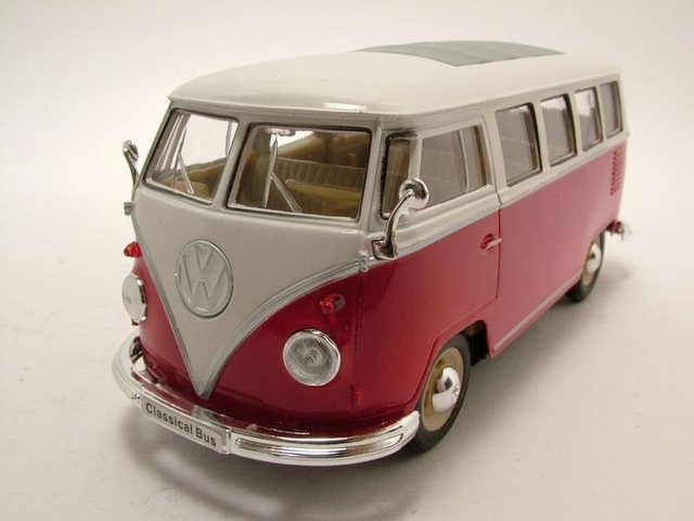 Welly Modellauto VW Classical Bus T1 1962 rot weiß Modellauto 1:24 Welly