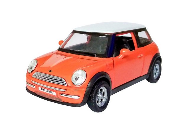 Welly Modellauto Mini Cooper 10cm Modellauto Modell Auto Spielzeugauto 08 (Orange)
