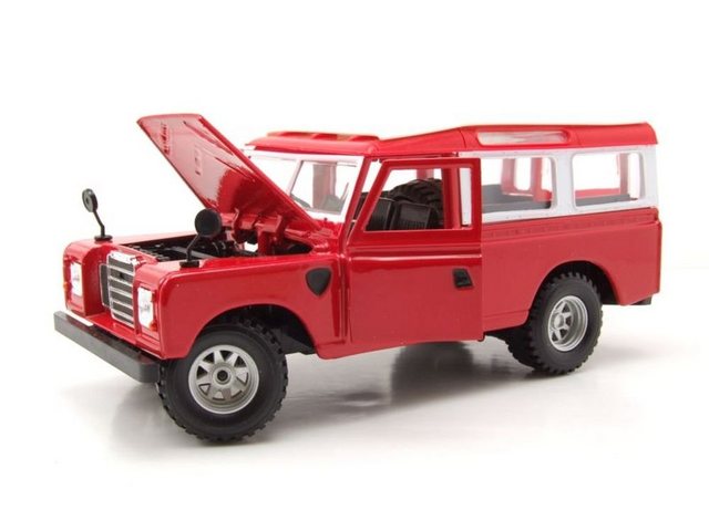 Bburago Modellauto Land Rover Serie II rot weiß Modellauto 1:24 Bburago