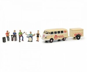 Schuco Modellauto 452669100 Schuco VW T1 Bus m.Anhänger The Red Monkeys 1:87