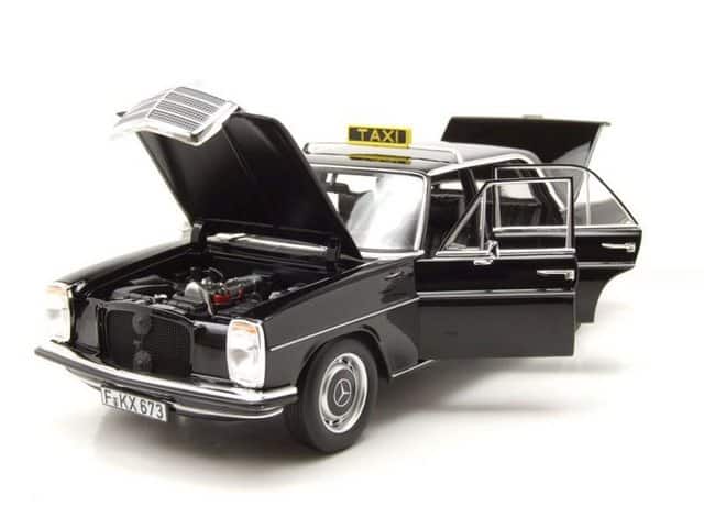 Norev Modellauto Mercedes 200 /8 Strichachter W115 Taxi 1968 schwarz Modellauto 1:18