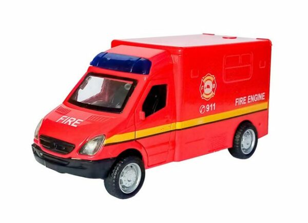 Toi-Toys Modellauto DIENSTWAGEN mit Licht Sound Rückzug 1:38 92 (Fire Engine-Rot)