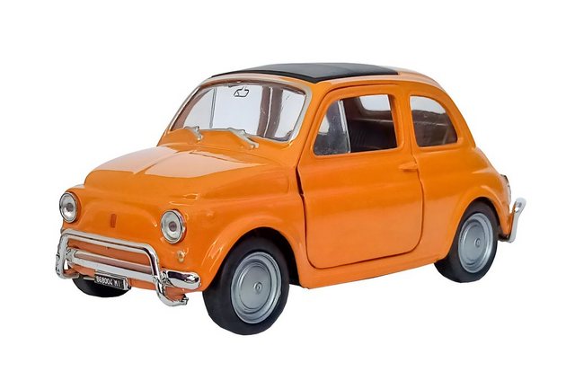 Welly Modellauto FIAT NUOVA 500 Modellauto Metall Rückzug Modell Auto 83 (Orange)