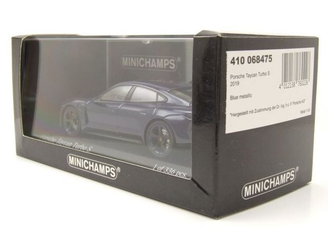 Minichamps Modellauto Porsche Taycan Turbo S 2020 blau metallic Modellauto 1:43 Minichamps