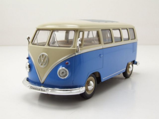 Welly Modellauto VW Classical Bus T1 1962 blau weiß Modellauto 1:24 Welly