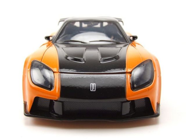 JADA Modellauto Mazda RX-7 1993 orange schwarz Fast & Furious mit Han Figur Modellauto