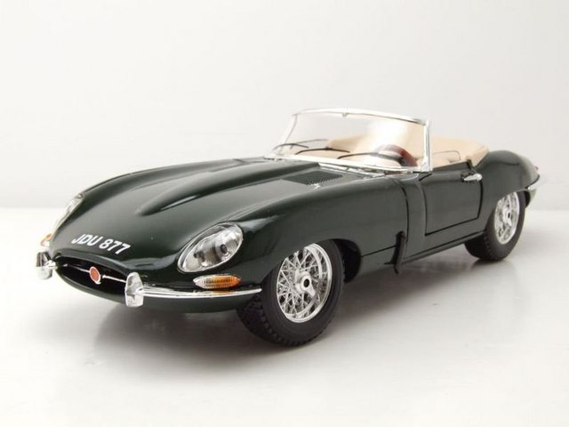 Bburago Modellauto Jaguar E-Type Cabrio 1961 grün Modellauto 1:18 Bburago