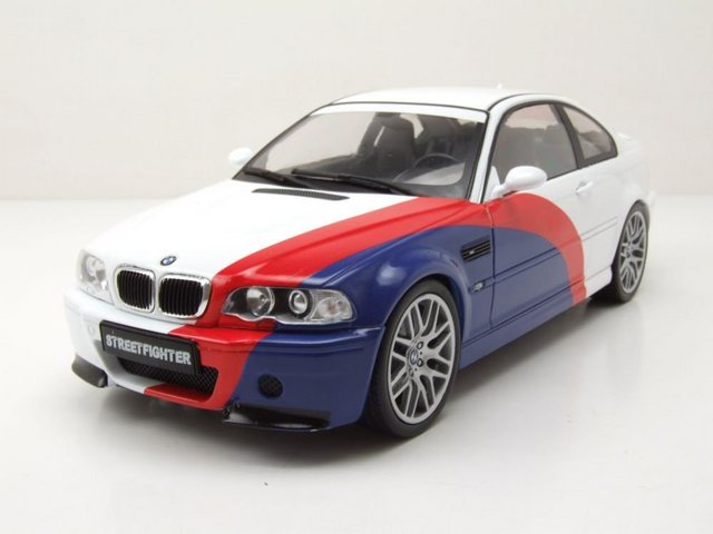 Solido Modellauto BMW M3 E46 Streetfighter 2000 weiß blau rot Modellauto 1:18 Solido