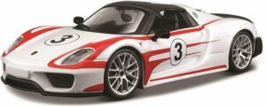 Bburago Modellauto Race Porsche 918 Spyder #3 Weissach (weiß)