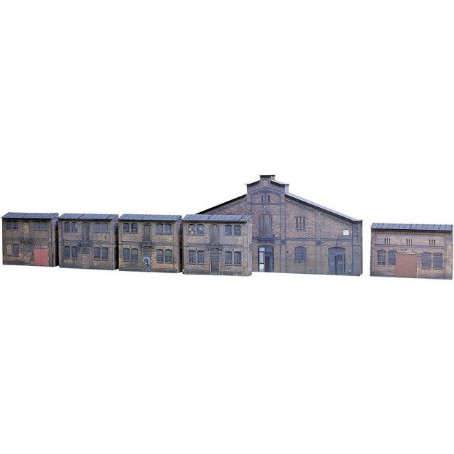 Auhagen Modelleisenbahn-Gebäude H0 Relief-Kartonbausatz mit 6 Industrie-Fassaden