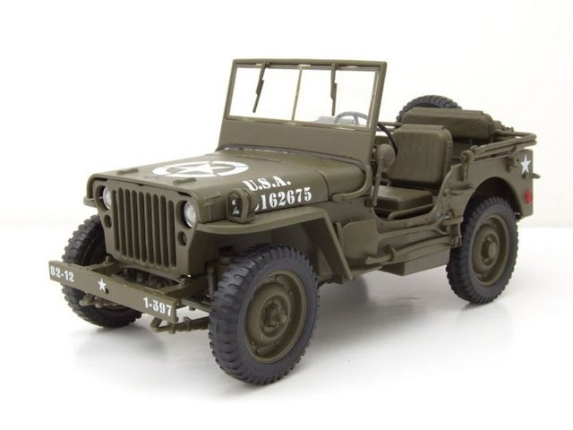 Welly Modellauto Willys Jeep offen US Army Militär 1941 olivgrün Modellauto 1:18 Welly