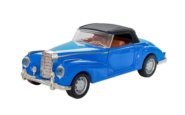 Welly Modellauto Retro Auto Modell mit Rückzug 1:38 Modellauto Metall 50 (Blau zu)