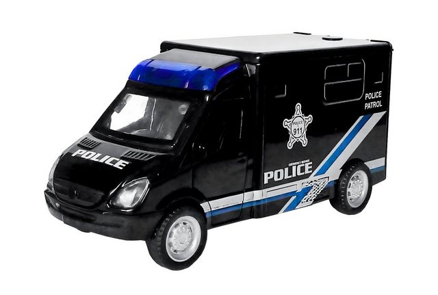 Toi-Toys Modellauto DIENSTWAGEN mit Licht Sound Rückzug Motor 1:38 92 (Police-Schwarz)