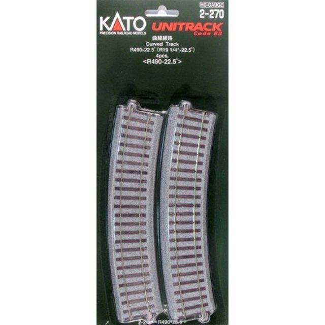 KATO H0 4er-Set Gebogenes Gleis R490-22.5°