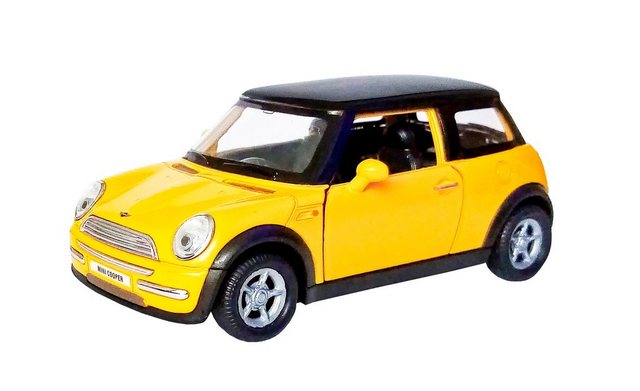 Welly Modellauto Mini Cooper 10cm Modellauto Metall Modell Auto Spielzeugauto 08 (Gelb)