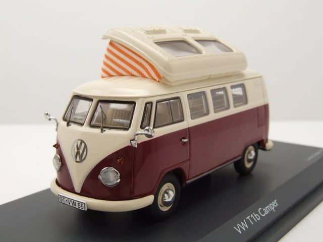 Schuco Modellauto VW T1 Camper Bus Hochstelldach rot beige Modellauto 1:43 Schuco