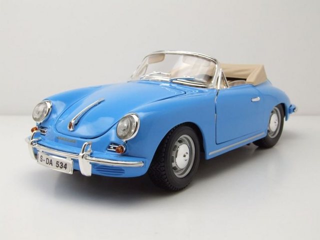 Bburago Modellauto Porsche 356 B Cabrio 1961 blau Modellauto 1:18 Bburago