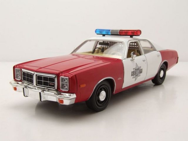 GREENLIGHT collectibles Modellauto Dodge Monaco 1977 rot weiß Finchburg County Sheriff Modellauto 1:24