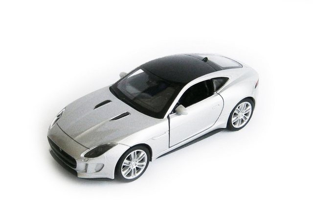 Welly Modellauto JAGUAR F-Type Coupe Modellauto 12cm Metall Modell Auto Spielzeugauto Kinder Geschenk 58 (Silber)