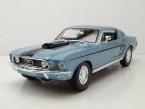 Maisto® Modellauto Ford Mustang GT Cobra Jet Fastback 1968 blau metallic Modellauto 1:18