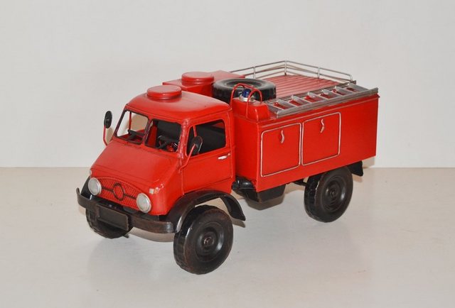 JS GartenDeko Modellauto Blechauto Modellauto Oldtimer Unimog S 404 Feuerwehr TLF 8 L 30 cm