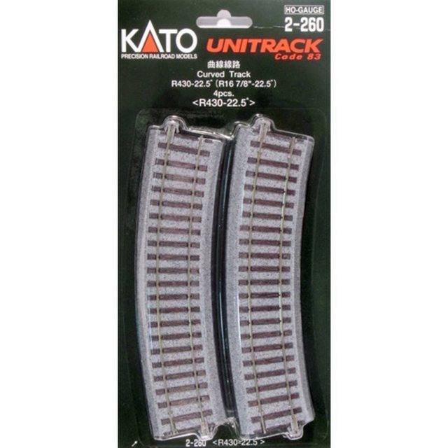 KATO H0 4er-Set Gebogenes Gleis R430-22.5°