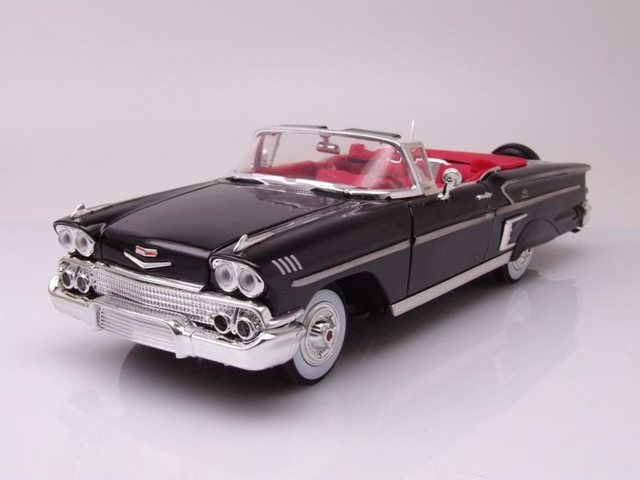 Motormax Modellauto Chevrolet Impala Convertible 1958 schwarz Modellauto 1:18 Motormax