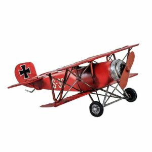 Aubaho Modellflugzeug Modellflugzeug roter Baron Flugzeug Modell Blech Metall Antik-Stil 25cm