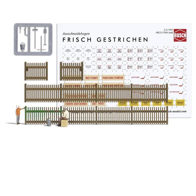 Busch Modelleisenbahn-Figur H0 Zaun streichen