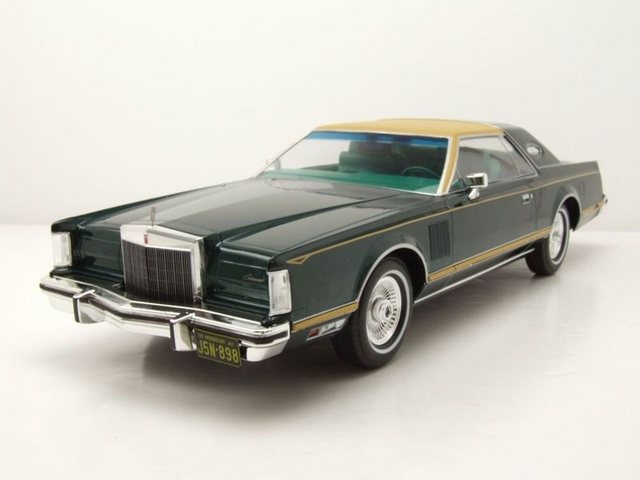 MCG Modellauto Lincoln Continental Mark 5 1978 dunkelgrün metallic beige Modellauto