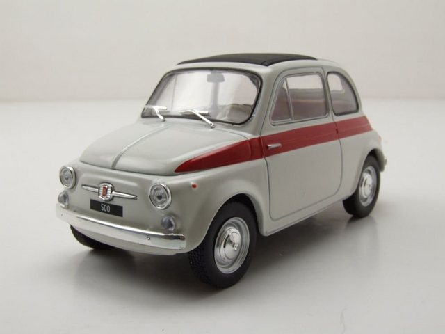 Whitebox Modellauto Fiat 500 1960 weiß rot Modellauto 1:24 Whitebox