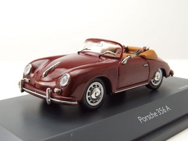 Schuco Modellauto Porsche 356 A Cabrio mit Golfausrüstung dunkelrot Modellauto 1:43