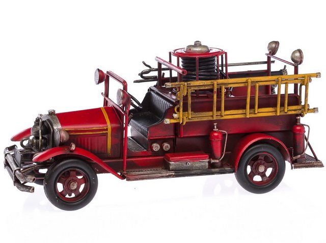 Aubaho Modellauto Feuerwehrauto Modellfahrzeug Feuerwehr Modell Nostalgie Antik-Stil 35cm