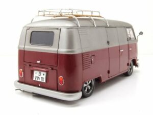 Schuco Modellauto VW T1 b Bus Lowrider rot matt grau Modellauto 1:18 Schuco