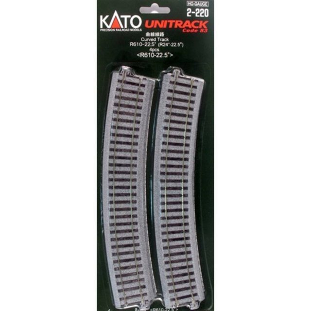 KATO H0 4er-Set Gebogenes Gleis R610-22.5°