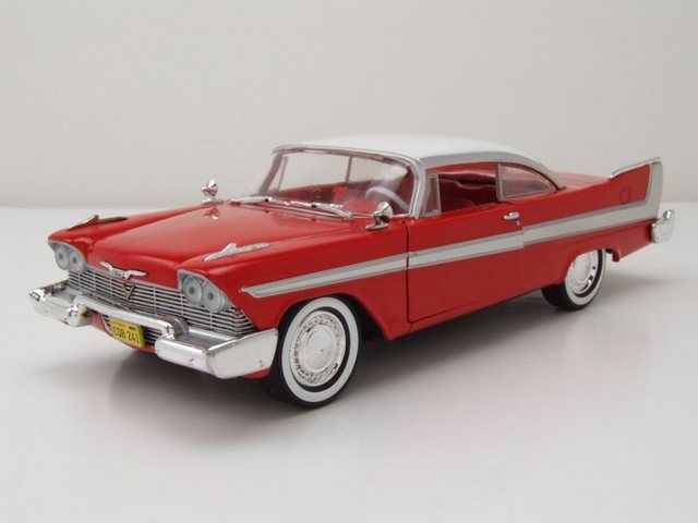 GREENLIGHT collectibles Modellauto Plymouth Fury 1958 Christine rot weiß helle Scheiben Modellauto 1:24