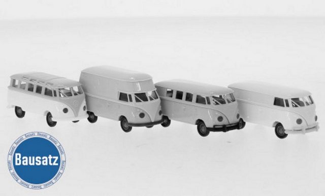 Brekina Modellauto Brekina H0 1/87 10210 VW Bauteile für 4 VW-Bulli-T1b-Modelle 1960