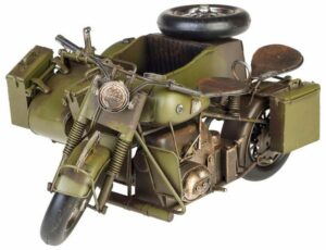 Aubaho Modellmotorrad Modell Motorradgespann Blech Metall Motorrad Gespann Oldtimer Antik-Stil 34cm