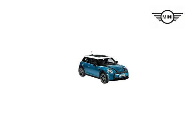 MINI Modellauto MINI Cooper SE Miniatur 1:18 Sammlermodell Island Blue Blau