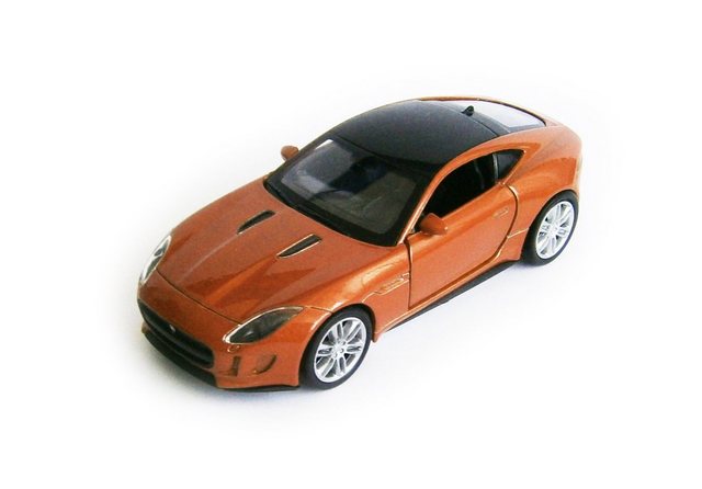 Welly Modellauto JAGUAR F-Type Coupe Modellauto 12cm Metall Modell Auto Spielzeugauto Kinder Geschenk 58 (Orange-Metallic)