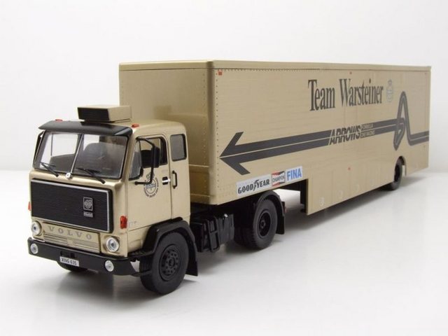 ixo Models Modellauto Volvo F89 1981 Renntransporter Team Warsteiner Arrows beige Modellauto