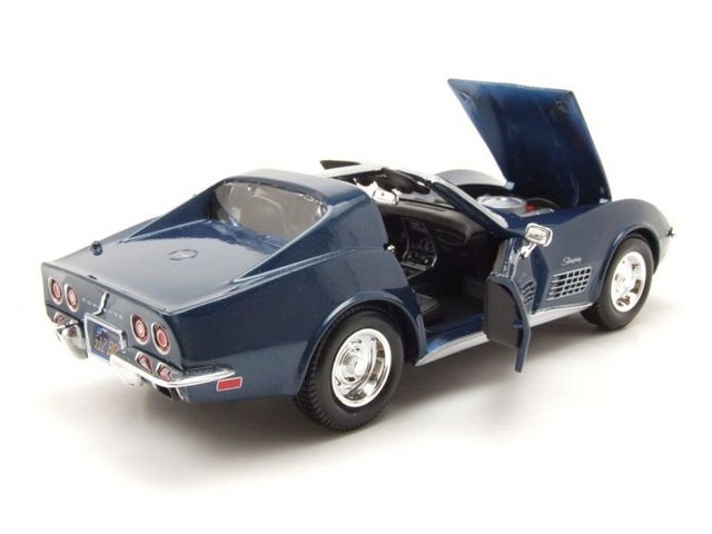 Maisto® Modellauto Chevrolet Corvette C3 1970 blau metallic Modellauto 1:24 Maisto