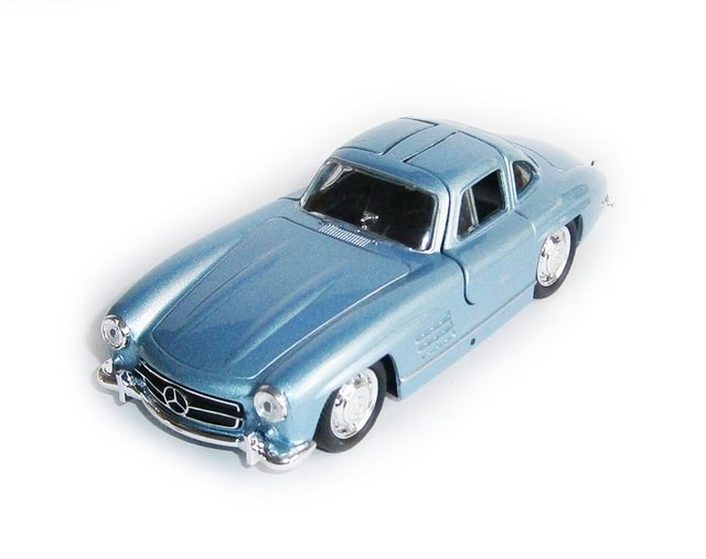 Welly Modellauto MERCEDES-BENZ 300SL Modellauto Modell Metall Auto Spielzeugauto Welly Kinder Geschenk 23 (Hellblau-Metallic)