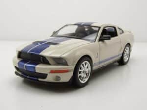 Welly Modellauto Ford Shelby Mustang Cobra GT 500 2007 weiß blaue Streifen Modellauto