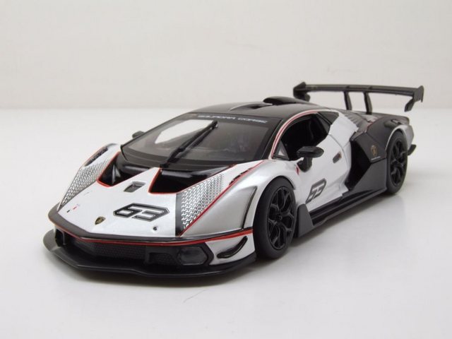 Bburago Modellauto Lamborghini Essenza SCV12 weiß schwarz Modellauto 1:24 Bburago