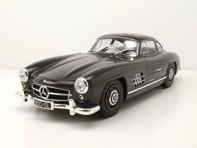 Minichamps Modellauto Mercedes 300 SL W198 Flügeltürer 1955 dunkelgrau Modellauto 1:18 Minic