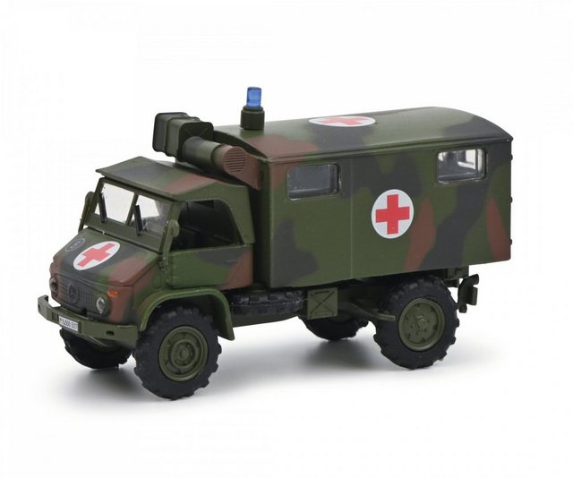 Schuco Modellauto 452667000 Schuco Unimog S404 Sanka Flecktarn Bw 1:87