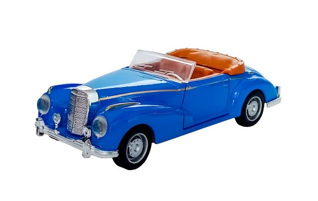 Welly Modellauto Retro Auto Modell mit Rückzug 1:38 Modellauto Metall 50 (Blau auf)